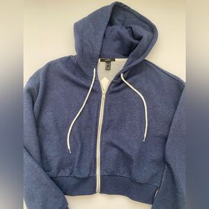 NWT Forever 21 navy blue cropped zip up jacket